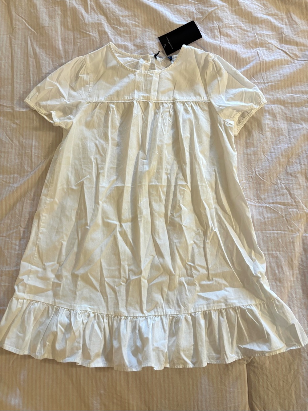Brandy Melville White Ruffle-Hem Mini Dress